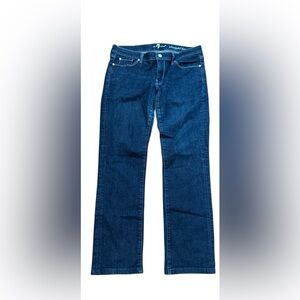 7 For All Mankind Women's Straight Leg Jeans in Dark Blue